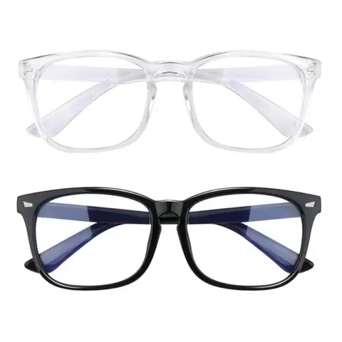 Anti Blue Ray Light Blocking Non-Prescription Glasses (99% Filtering) - Light Weight, Durable, Springy Arms, Fashionable Frames, Removable Lens, Anti Reflective, UV Protection, Cleaning Cloth for Computer Gaming, Office Use