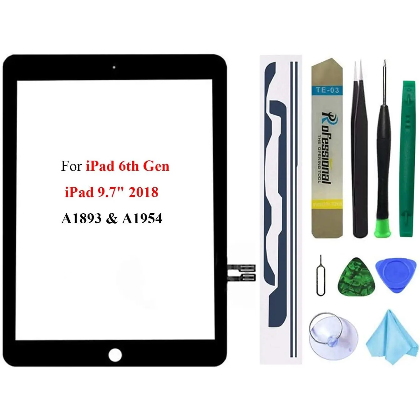 Screen  for iPad 6 6th Generation 2018 9.7inch,A1893 A1954 Digitizer Glass Assembly Without  Button+Professional Tool Kit(Black)