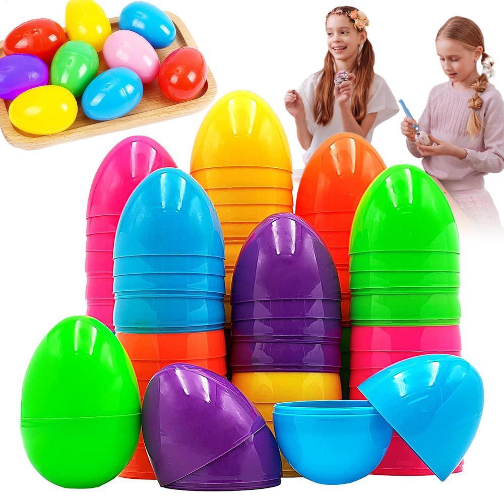 50Pcs Easter Empty Eggs Fillable Colorful Bright Easter Eggs Shell Toys Assorted Colors Easter Eggs Fake Eggs Easter Decoration