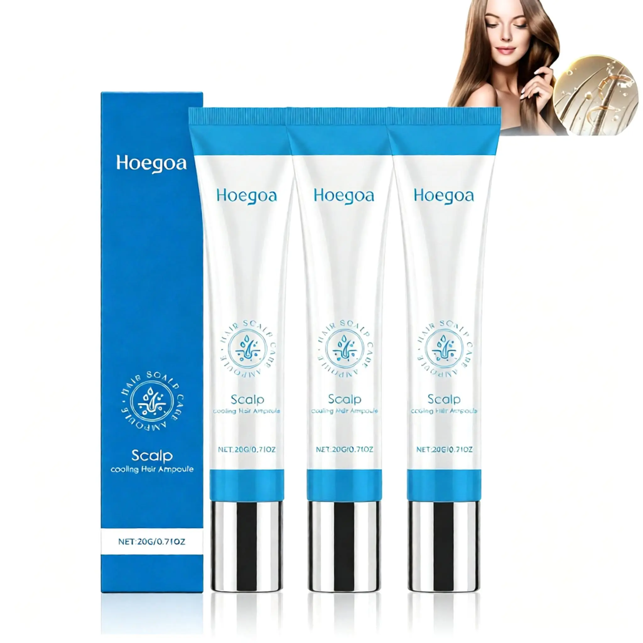 HOEGOA Salicylic Acid Scalp Serum – Cooling Menthol Treatment for Dandruff & Scalp Comfort, 3D Roller Absorbs 3X Deeper, Dex-Panthenol Glacial Minerals