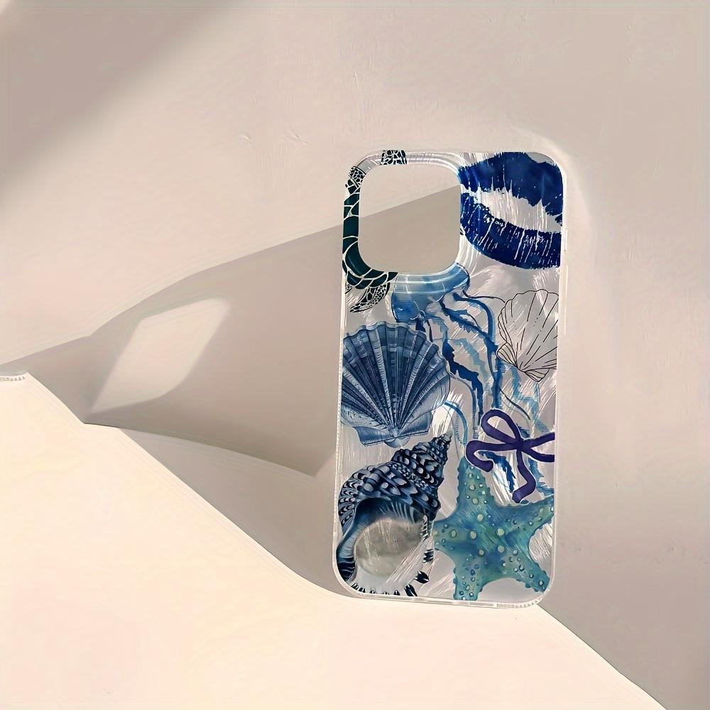 for iPhone 17/16/15/14/13/12/11 Pro Max/Pro/Plus/Air/Xs Ocean Shell Pattern Case – Shockproof, Anti-Fingerprint, TPU & PET Material, Beachy Design Protection Protective Cover