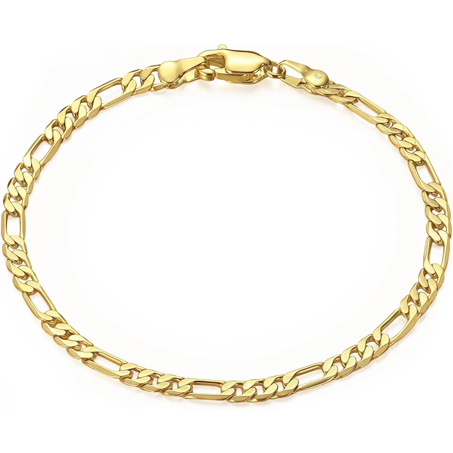 NOKMIT 14K Gold Filled Figaro Bracelet for Women Men, 3mm/5mm Italian Figaro Link Chain Bracelets, 6.5-8.5 Inch, Hypoallergenic, Non Tarnish, Dainty Unisex Jewelry, Pulsera de Oro 14K para Mujer