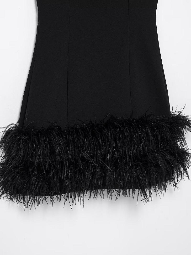 Feather Mini Dress Women Black Sleeveless Corset Dress Woman off Shoulder Party Dresses for Women Luxury Short Dresses