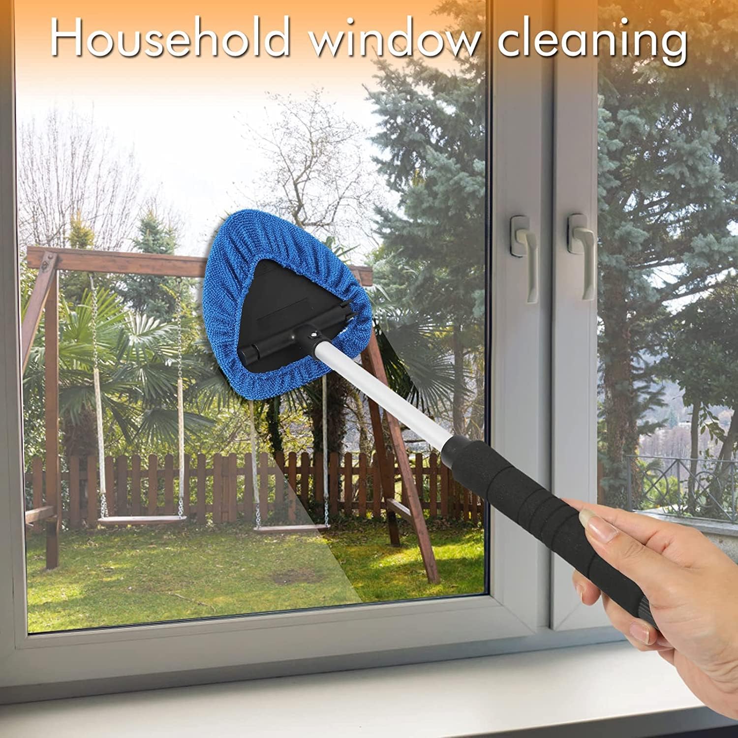 Windshield Cleaning Tool,  Inside Window Cleaner Tool with Extendable Handle, 3 count Microfiber and 2 count Chenille,  Interior Cleaner Tool Anti Fog, Streaks Free