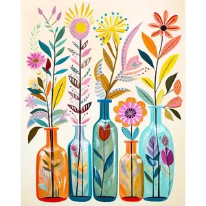 Diamond Art Kits for Adults, Flower 5D Diamond Painting Kits for Beginner DIY Gem Art Full Drill Diamond Dots Crystal Craft Kits for Home Wall Decor Gifts Diamond Painting Supplies 12x16inch