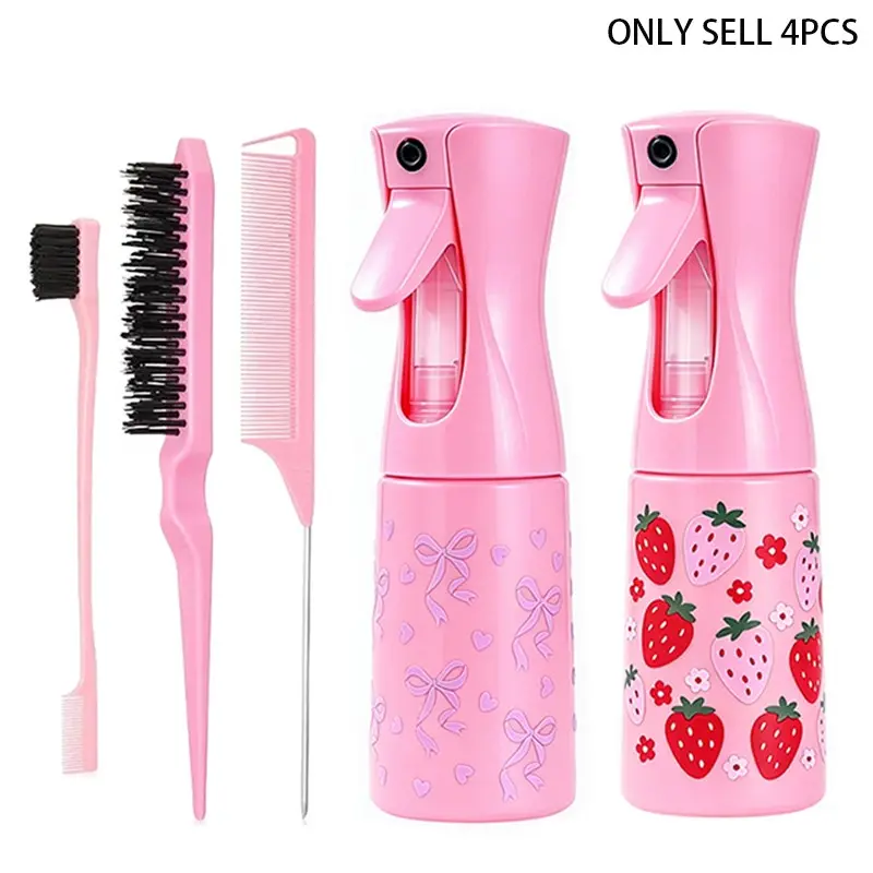 Hair Styling Kit for Women, Hair Styling Set Including Continuous Spray Bottle, Teasing Comb, Rat Tail Comb & Edge Brush, for Smooth Hair & Hairstyle Design