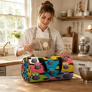 Large Capacity New Quilted Bag, Women's Handbag, Men's Handbag, Storage Bag, Retro Fashion Print, 18.31in*8.27in*8.27in, Sports Bag