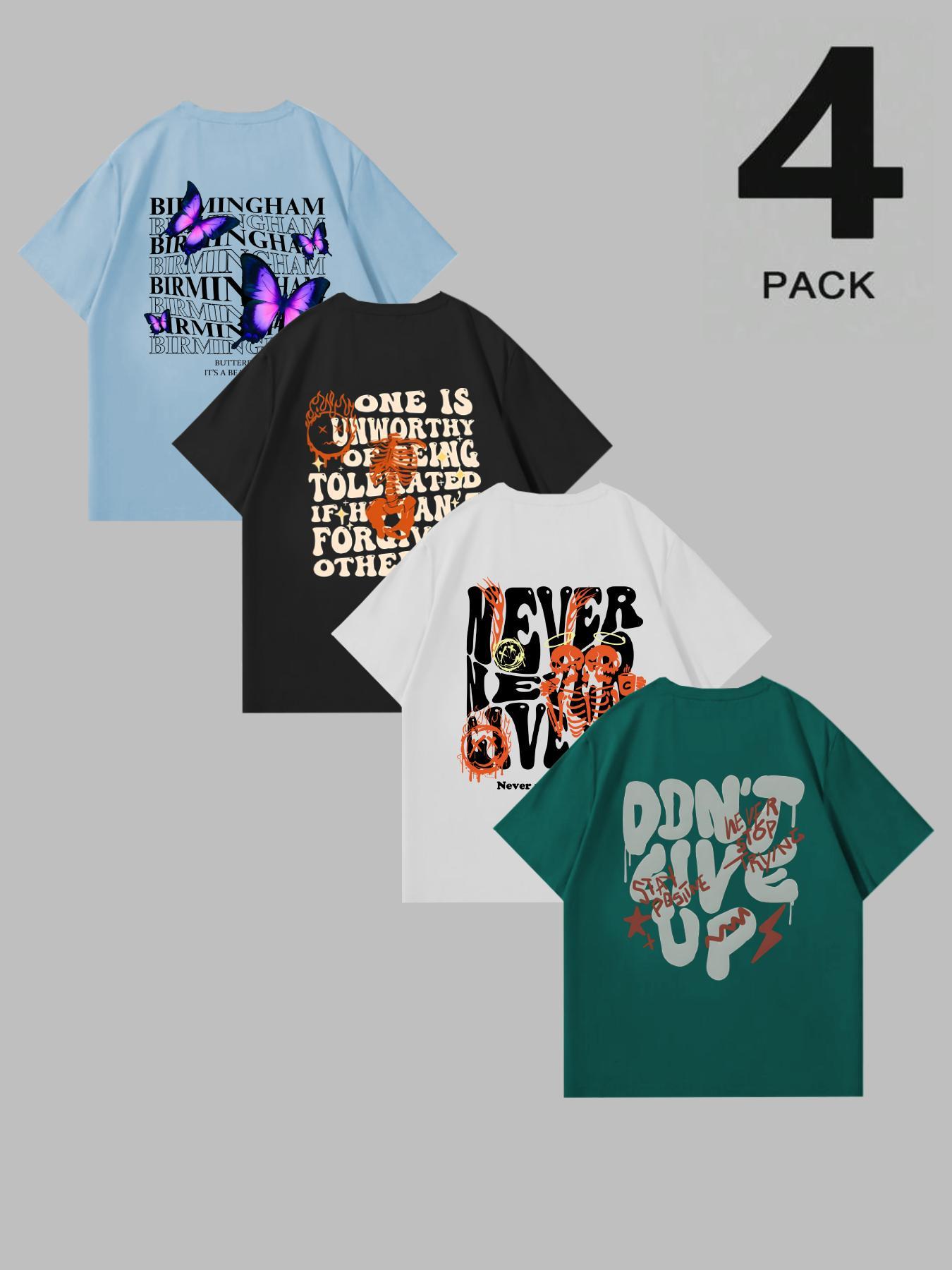 Men's Palm Tree & Letter Print Short Sleeve Graphic Tee, Regular Fit Casual Street Round Neck T-shirt for Summer, Men's Top for Daily Wear