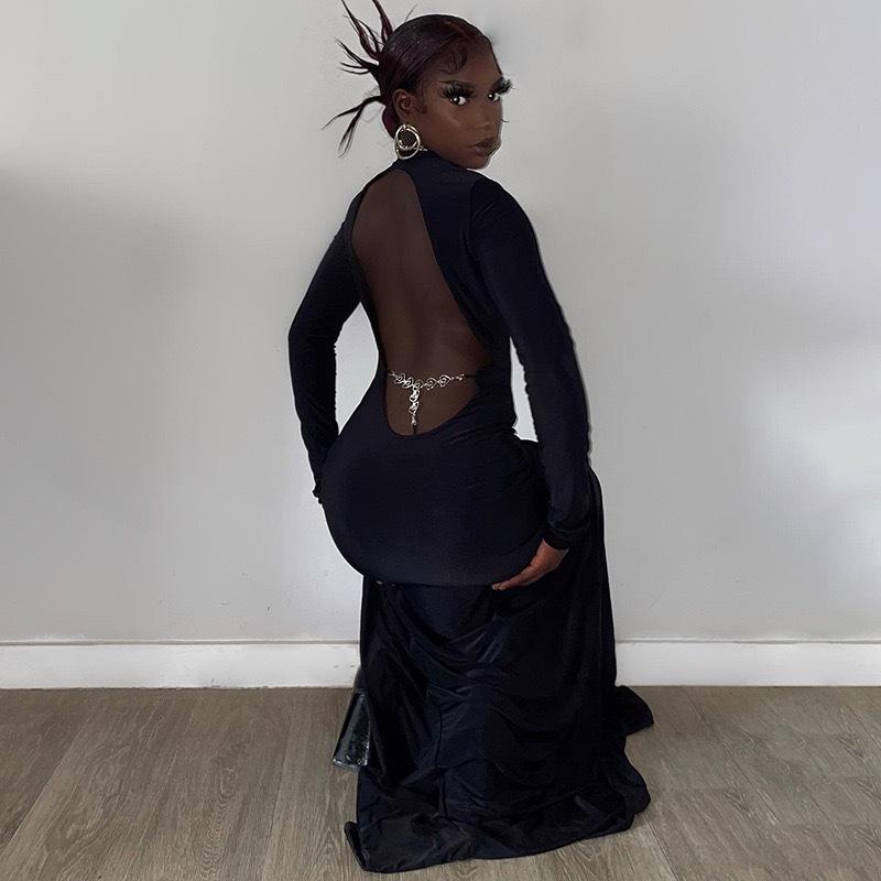 New Style Women's Hot Girl Evening Dress, Sexy Backless Slit Dress