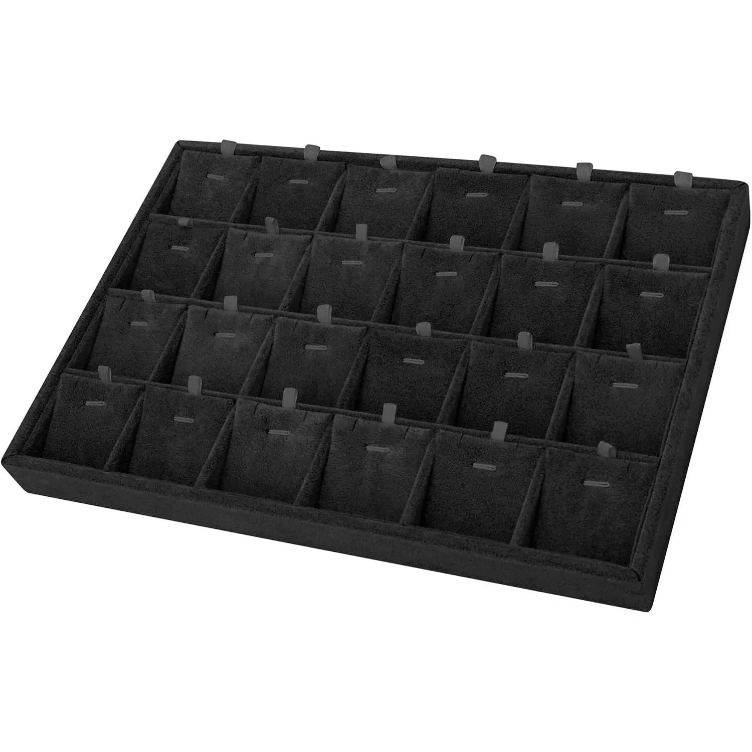 24 Grid Stackable Jewelry Tray Organizer with Removable Velvet Dividers