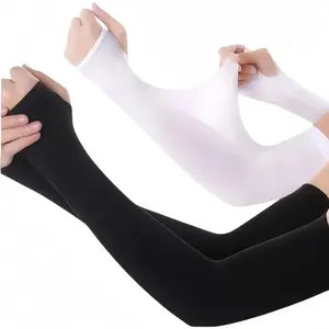 UPF50+ Thumb Hole Ice Silk Sun Sleeves for Men & Women，Cooling Stretchy UV Protection Arm Sleeves with Thumb Hole，Breathable Quick Dry Ice Sleeves for Driving, Cycling & Outdoor Sports