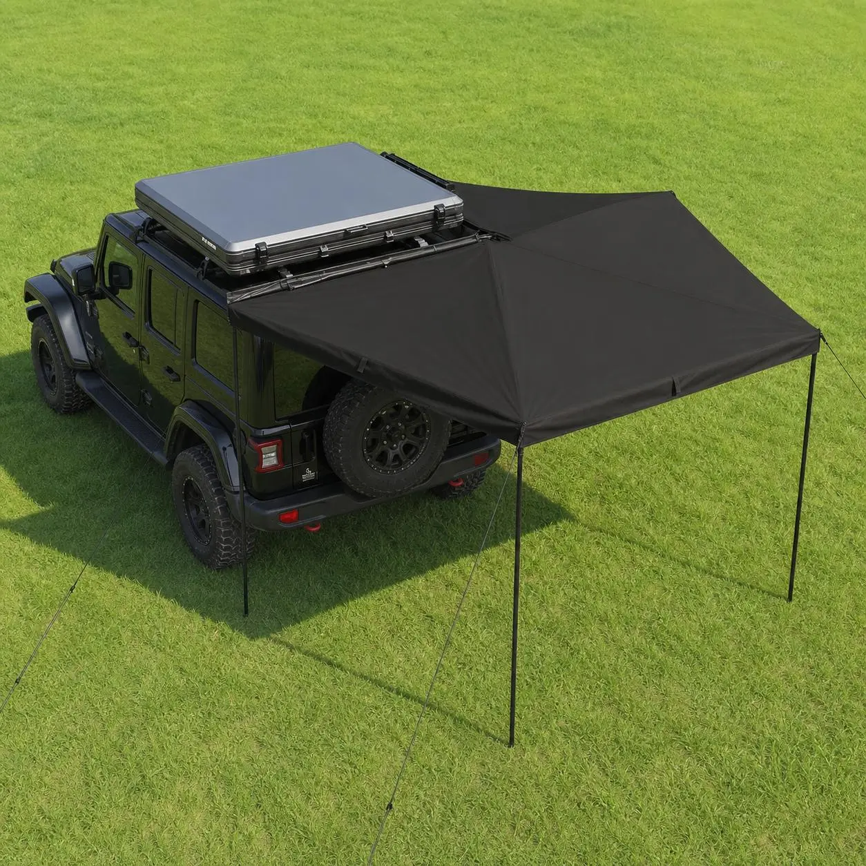 Heavy Duty 270° Car Awning - 2M Waterproof Blackout Sun Shade, Ripstop Oxford, Easy Setup Portable Collapsible Canopy for SUV Truck Van Camping