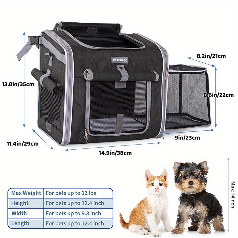 15 Lbs Expandable Soft-Sided Pet Carrier Backpack - 4 Open Doors, Collapsible, Quick Release Dog Bike Seat, 4 Mesh Windows, Ventilated, Reflective, Durable, Easy to Install, Portable Dog Bike Basket for Small Dogs, Cats, Puppies