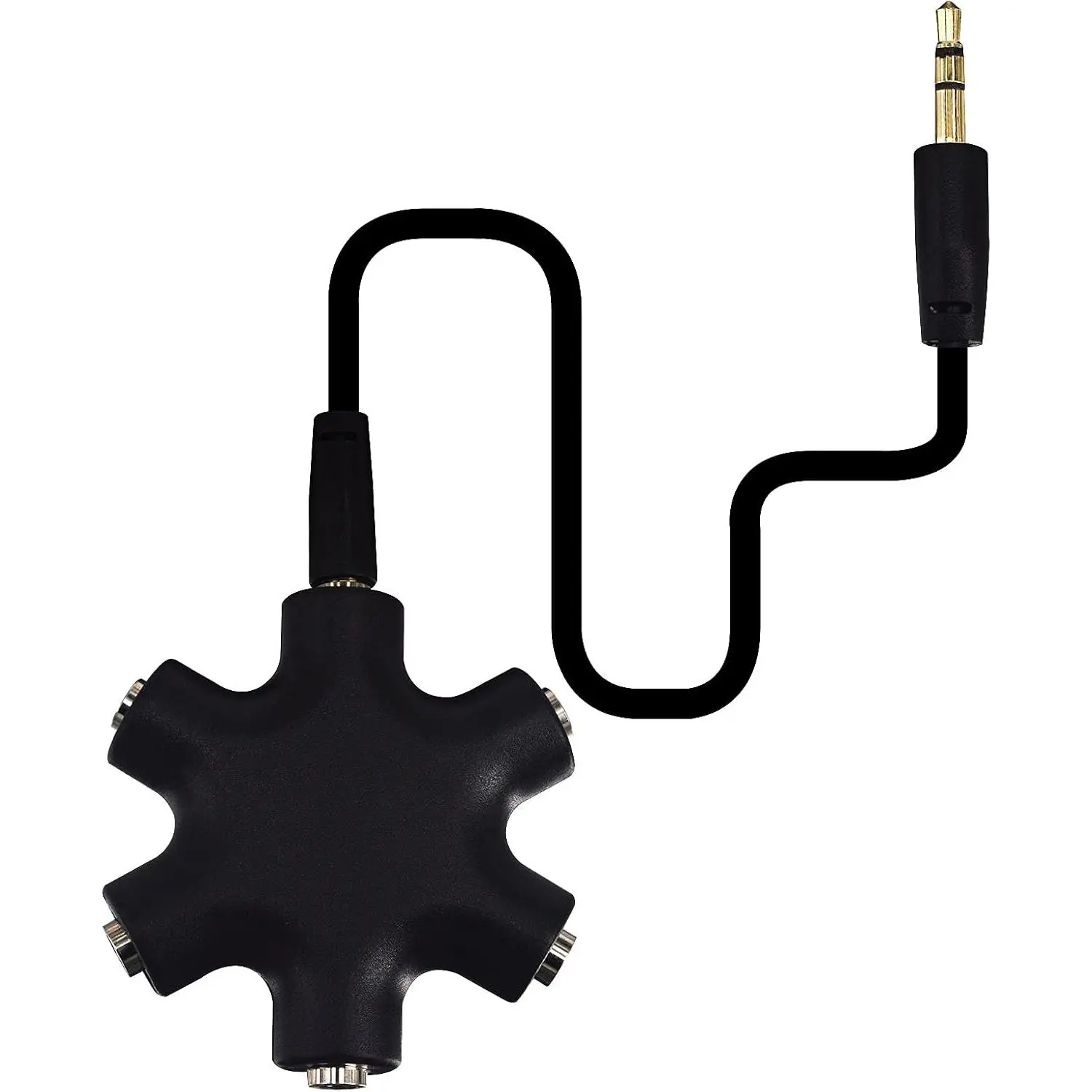Headphone Splitter, 5-Jack 3.5 mm Audio Headphone Stereo Headset Adapter | Audio Earbuds Earphones Plug,5 Way 1 Male to 4 Female Splitter with 3.5mm Stereo , for travel, class, movies, and .