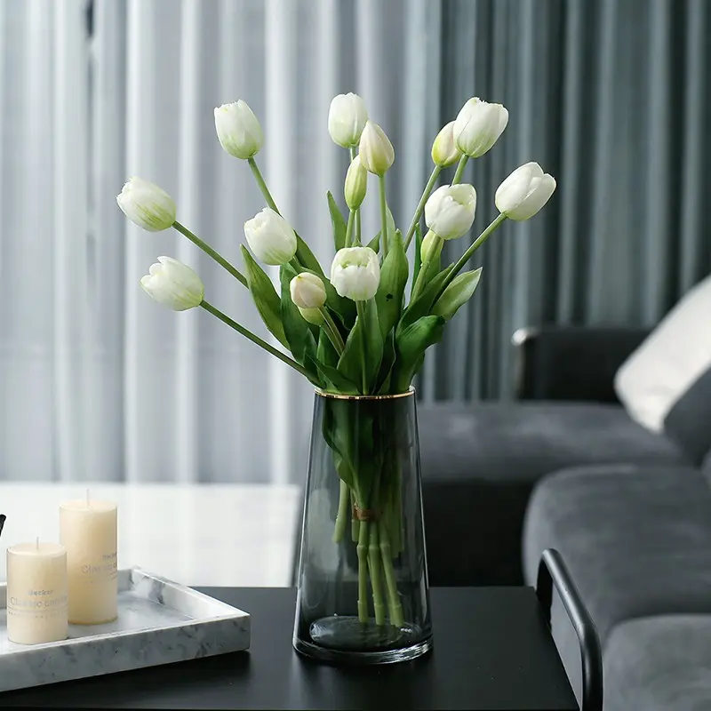 10pcs, high-end simulated tulips, Valentine's Day gift, bridal bouquet, modern simple European style decoration, plastic simulated bouquet, simulated plant decoration, home decoration, suitable for both indoor and outdoor use, Faux Decorative Flowers