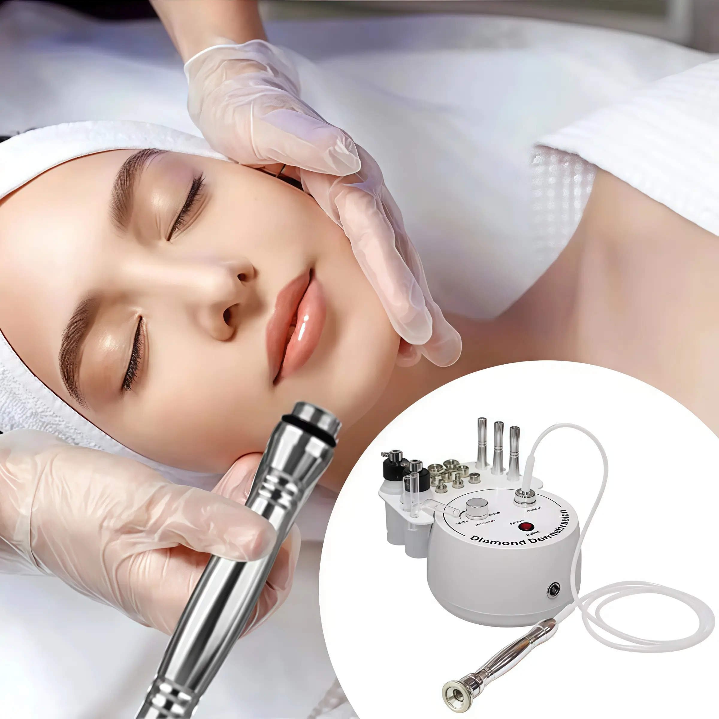 Us Plug Three-In-One Diamond Microdermabrasion Device, Facial Spa Care, Home Beauty Instrument, Gift Idea, Diamond Microdermabrasion System
