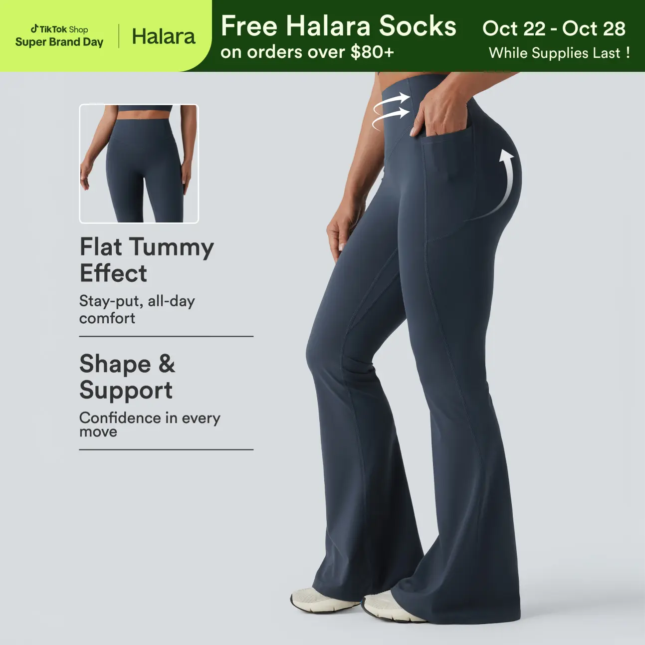 Halara UltraSculpt™ High Waisted Scrunch Butt Lifting Tummy Control Shaping Yoga Flare Leggings with Pockets
