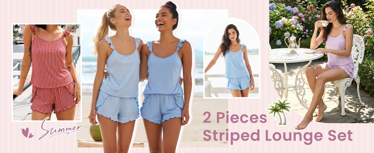 Pajama woman Women's Pajama Set, Ruffled Camisole and Shorts, 2-Piece Casual Sleepwear, Comfortable and Cute Bridal Pajamas for Summer, Home Wear, Easter Gift Pajama woman Women's Pajama Set, Ruffled Camisole and Shorts, 2-Piece Casual Sleepwear, Comfortable and Cute Bridal Pajamas for Summer, Home Wear, Easter Gift