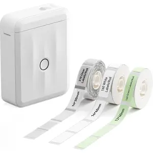 D110 Bluetooth Label Maker Machine Thermal Label Printer for School Home Office Organization Mini Label Printer with 3 Label Tapes White