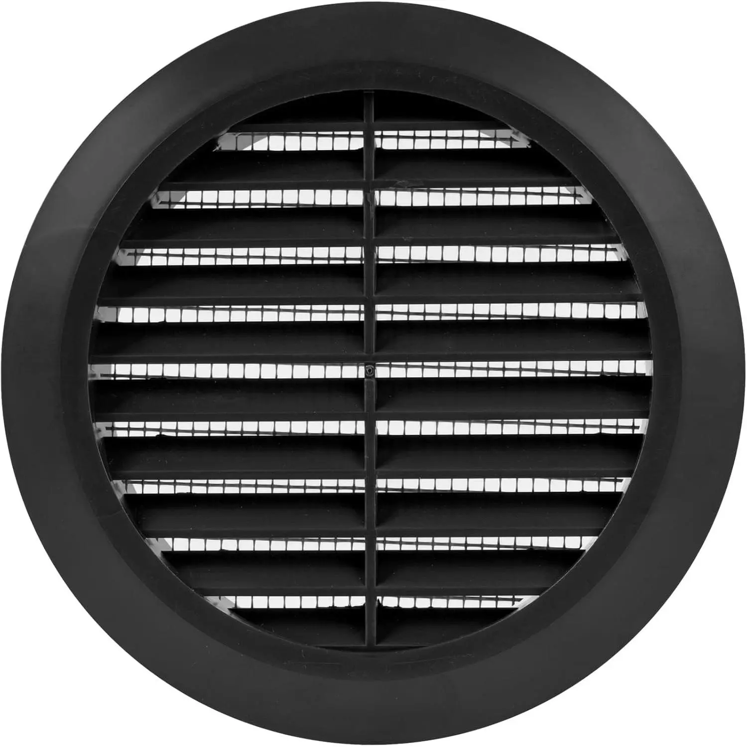 4'' Inch Black Soffit Vent Cover - Round Air Vent Louver - Grill Cover with Built-in Mesh Screen - HVAC Vents for Home Office Dryer Kitchen Bathroom Ceiling Wall Vent