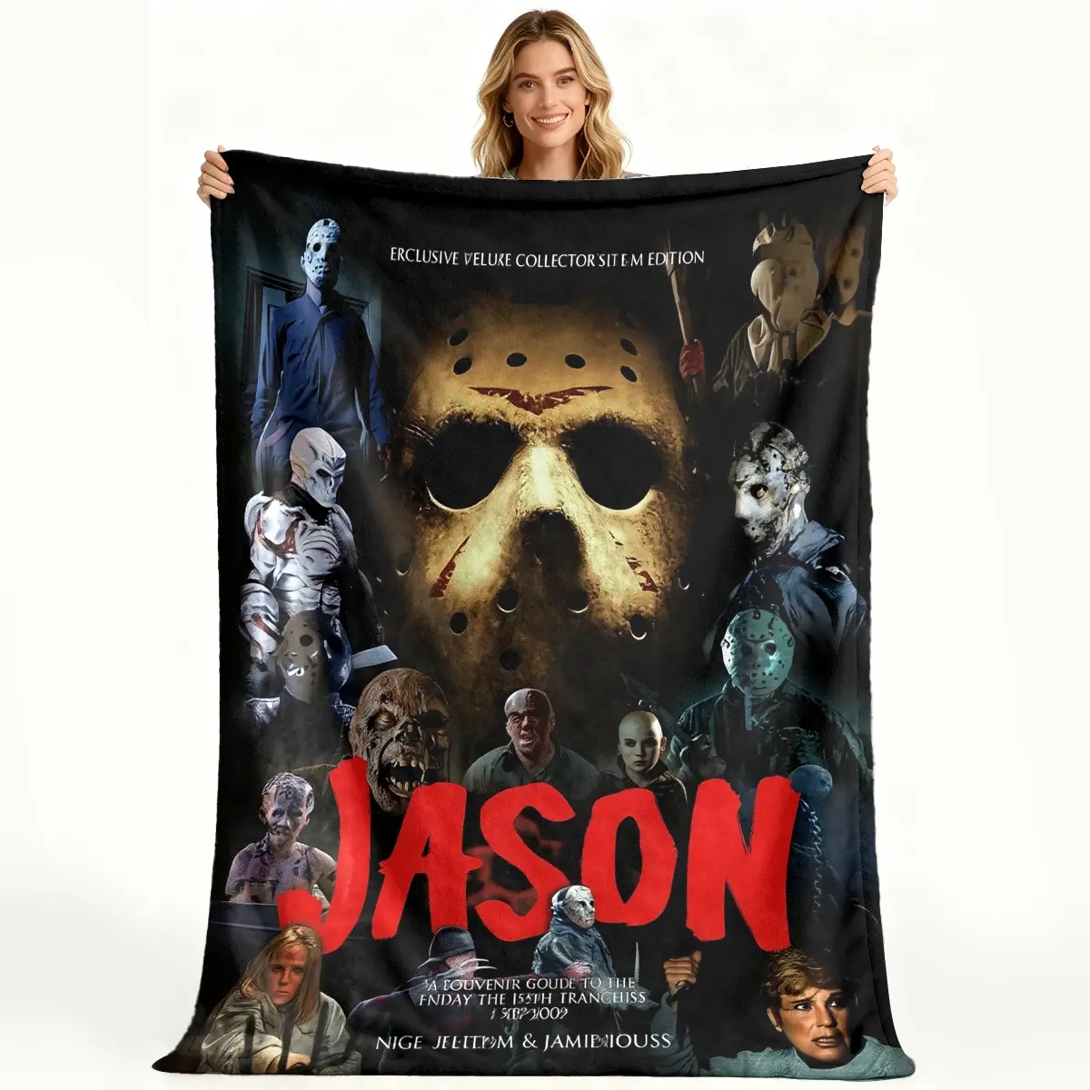 Jason The Ultimate Horror Legacy Pattern Printing Flannel Blanket Nap Blanket Personality Print Soft Camping Christmas Gift Perfect Addition to Your Space Perfect Elegant Soft Comfortable Luxurious Durable