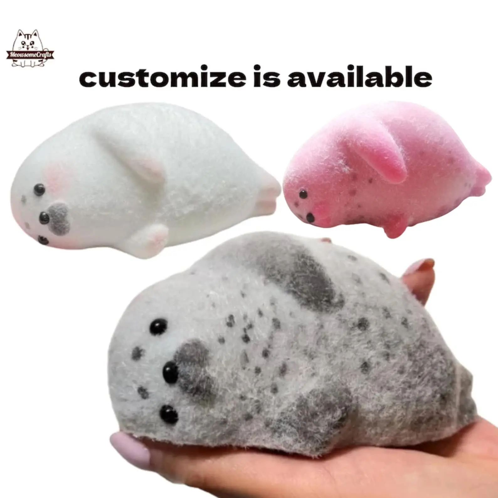 Furry Chubby Seal Squishy Squeezable Stress Relief Sensory Fidget Toy