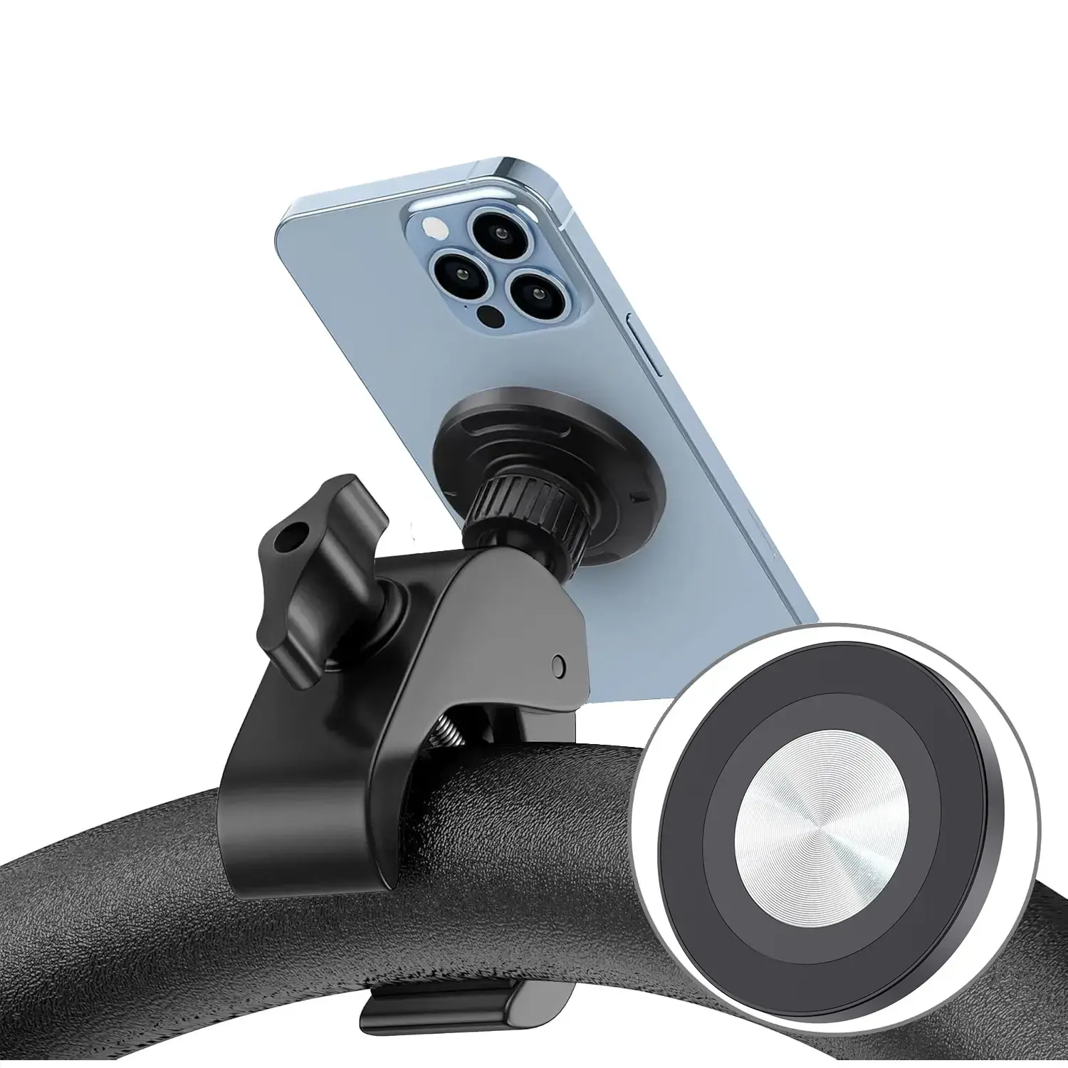 Magnetic Phone Holder for Bike & Stroller | Rotatable Handlebar Mount with Strong Clamp | MagSafe Compatible for Seamless Rides