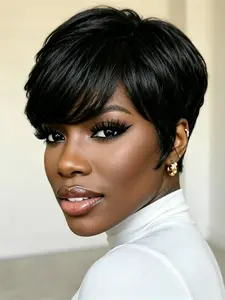 Pixie Cut Wig Human Hair Wig, Short Straight Wig for Women, Daily Party Cosplay Use, Natural Look, Easy Maintenance