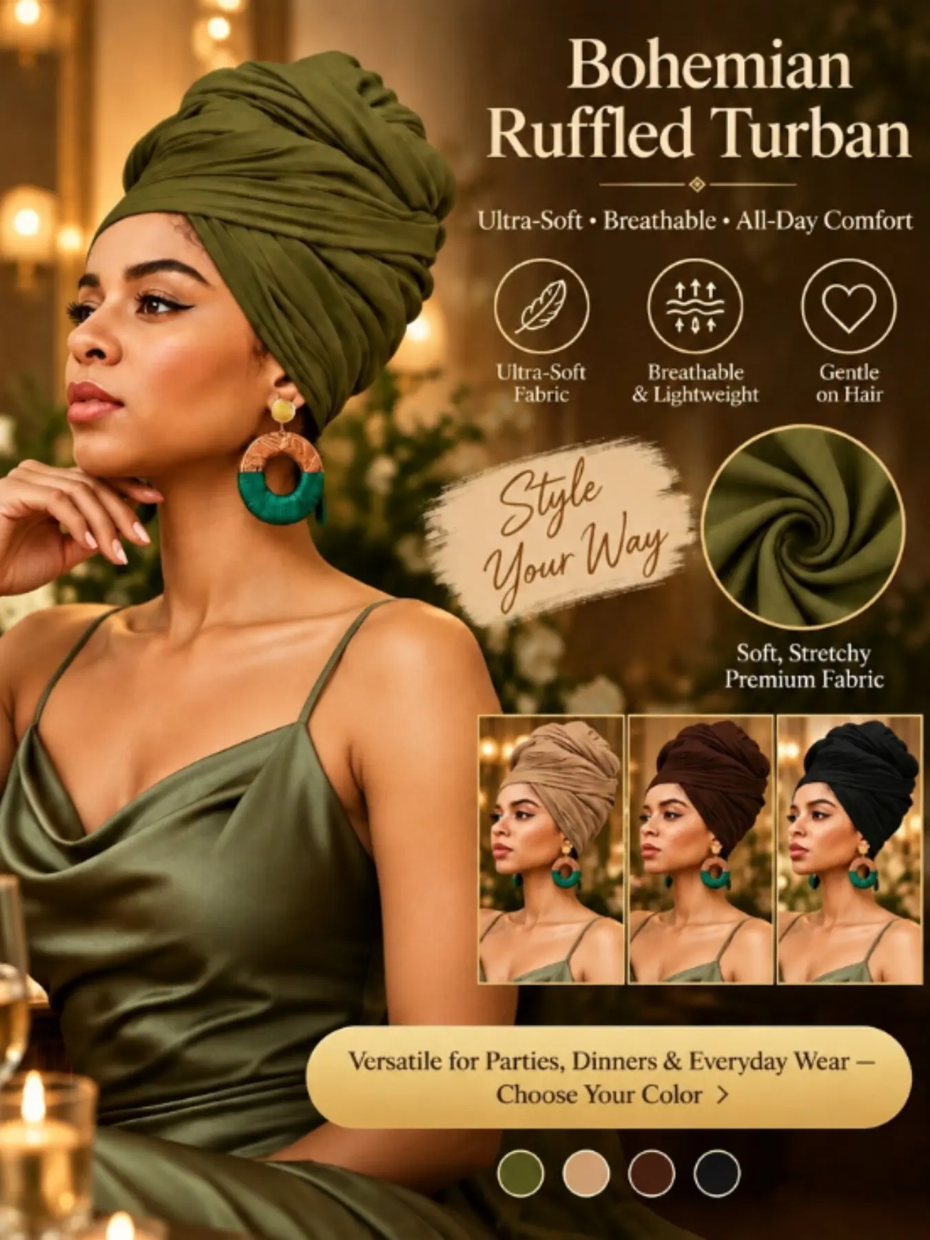 4 Pcs Boho Pleated Headscarf Hats, Scarf for Hair, Fashion Headscarf, Boho Style Scarf, Elegant Solid Color Ultra Soft Breathable Long Strap, Multiple Colors Available, Perfect for Parties and Daily Wear