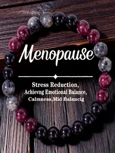 Natural Garnet and Onyx Beaded Bracelet, Stress Relief Jewelry, Perfect Gift for Mom, Wife, Girlfriend, Ideal for Various Occasions, Menopause