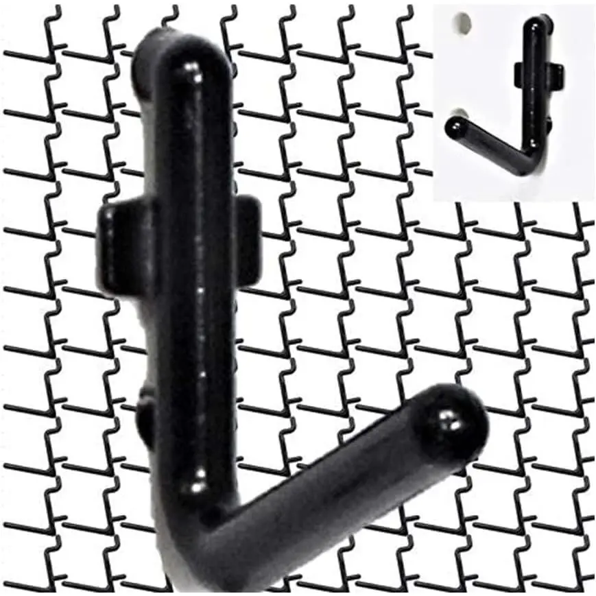 100Pcs Pegboard Accessory Peg Hook Set – Durable, Self-Locking Black 1/4" L-Style FlexLock Peg Hooks for Hanging Tools, Storage, and Wall Organization