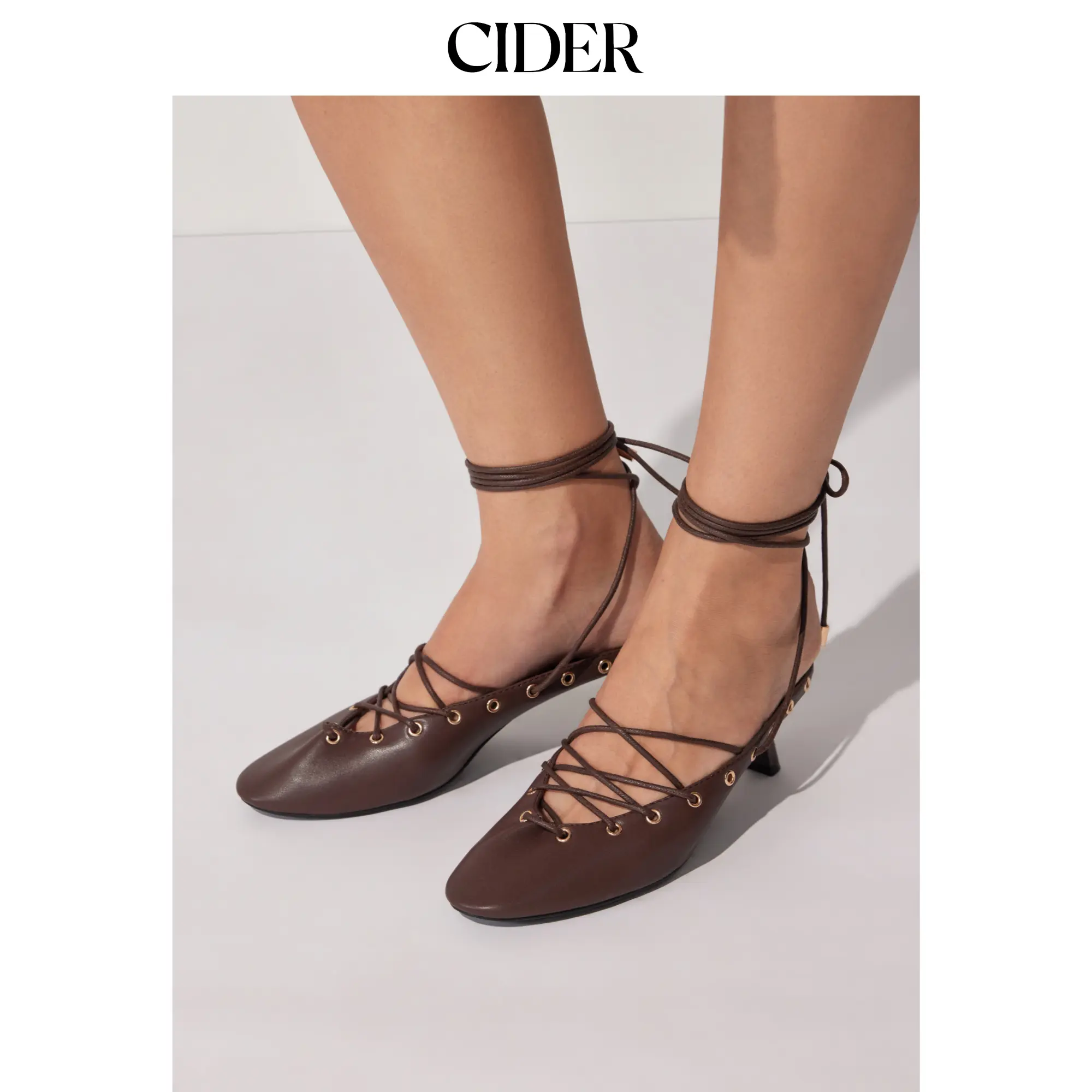 Cider LACE-UP MULE KITTEN HEELS SohoChic