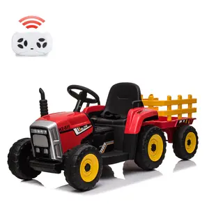 12V Kids Electric Ride-On Tractor with Trailer – Remote Control – 7-LED Headlights – 2+1 Gear Shift – MP3 & USB Player – Dual 35W Motor – EVA Tires – Max 66 lb Load – Battery Powered Toy for Ages 3-6