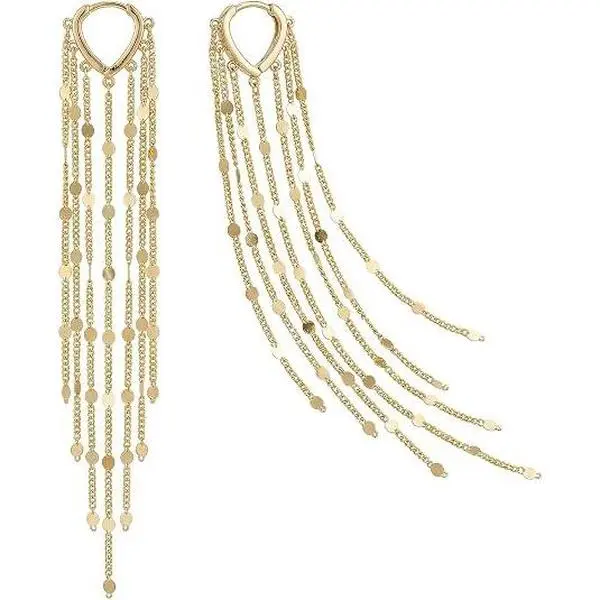 Women's Chain Tassel Dangle Stud Earrings - High-End Hypoallergenic Waterproof Luxury Gold-Accented Gold Jewelry Accessories for Women, Bridesmaid Gift Daily, Party Wear Decor, fashionable long Prom tassel earring Dangling, Chic Christmas Tassel Earrings