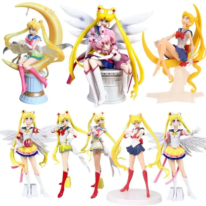 Funny Joy AWarrior Moon Hare Doll Charm Angel Sailor  Hare Kawaii  PVC Model Cake Decoration Gift For Girls