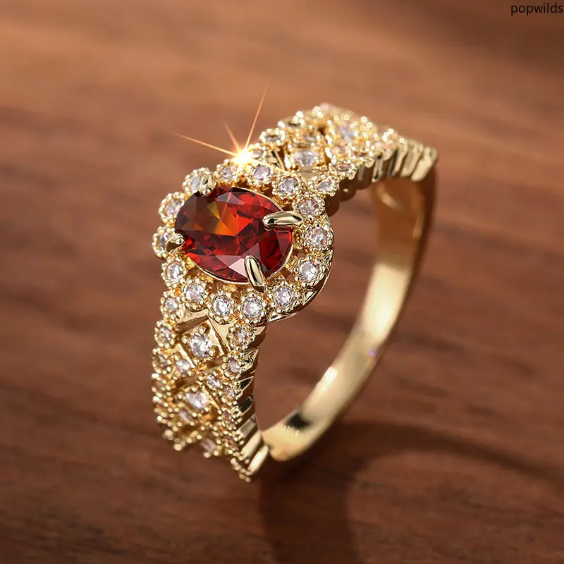 Vintage Light Luxury Single Ring For Women Inlaid Zircon Trendy Personality Finger Ring Literary Exotic Style Jewelry All-match Daily Party Accessory Gift For Ladies