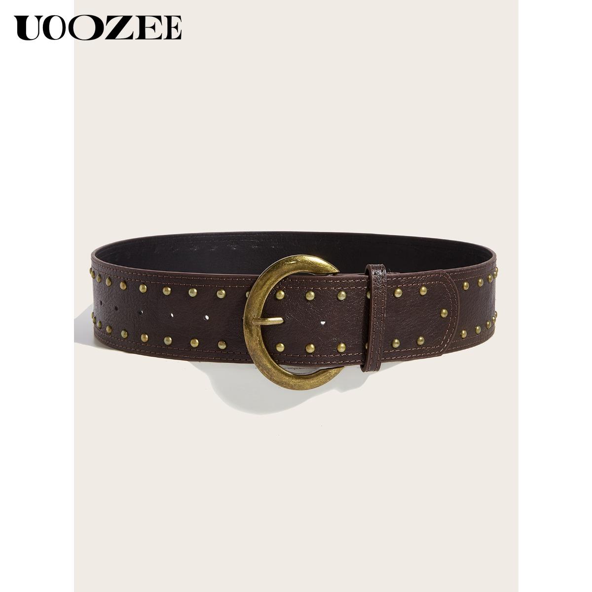 UOOZEE 2025 Fashion Punk Style Rivet Personality Belt Decoration Versatile Pin Buckle Belt Trendy Belt, Various Colors Optional