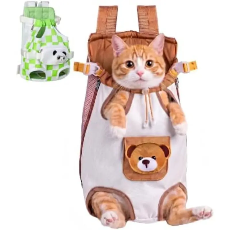Breathable Pet Carrier Backpack，Breathable Leg-Out Pet Chest Carrier, Adjustable Buckle Drawstring, Small Animal Travel Bag for Kitten Puppy Walking Hiking