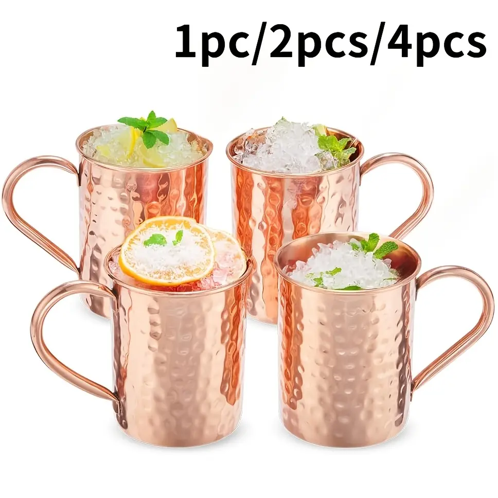 Moscow Mule Pure Copper Mugs/Handmade of Copper-Hammered Finish/Riveted Handle/Christmas Halloween gifts Mug Cup Drinkware