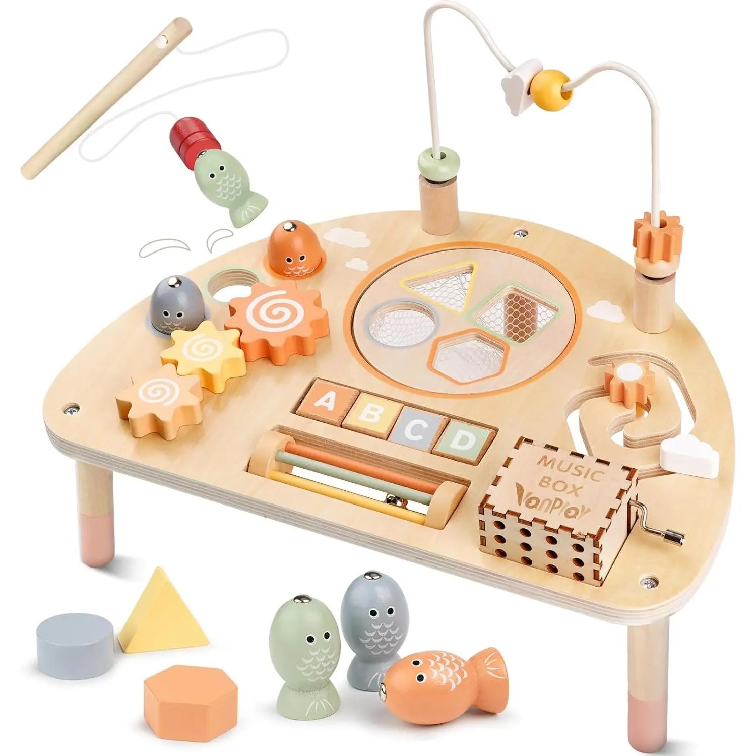 Activity Table  1 Year Old, Montessori Toys  1 2 Year Old Girls Boy Gifts, 8 in 1 Wooden Sensory Play Table  Toddler 1-3, Learning Toys  Baby 12-18 Months 1st Christmas Birthday Gifts