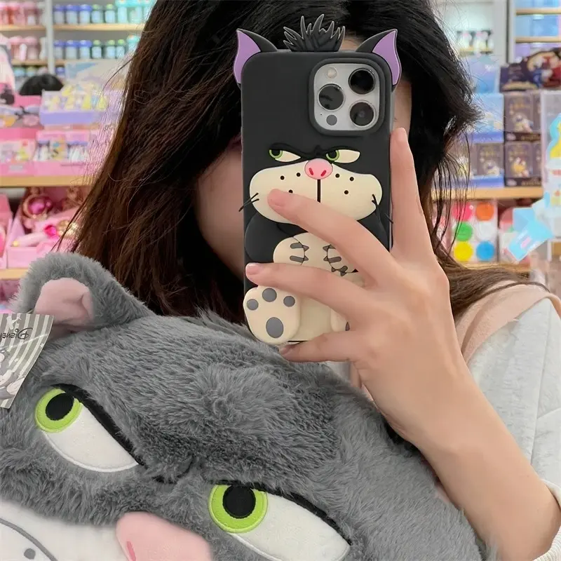 New Cartoon Lucifer Cat Phone Case For iPhone 17 16 15 14 13 12 11 Pro Max Plus Stand Protective Case