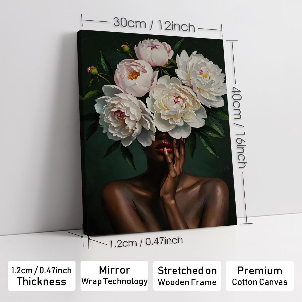 Figure & Flower Pattern Canvas Painting with Frame, 1 Count Modern Simple Wall Art Painting, Wall Art Decor for Home Living Room Bedroom Office