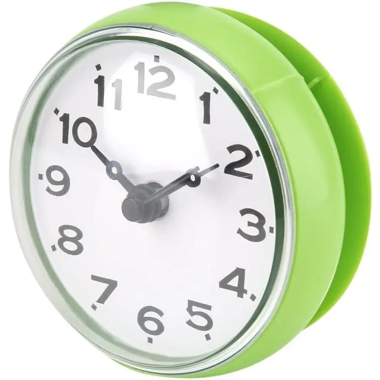 Mini Clock Electronic, Sucker Wall Clock Portable Bathroom Shower Clock Water (Green)