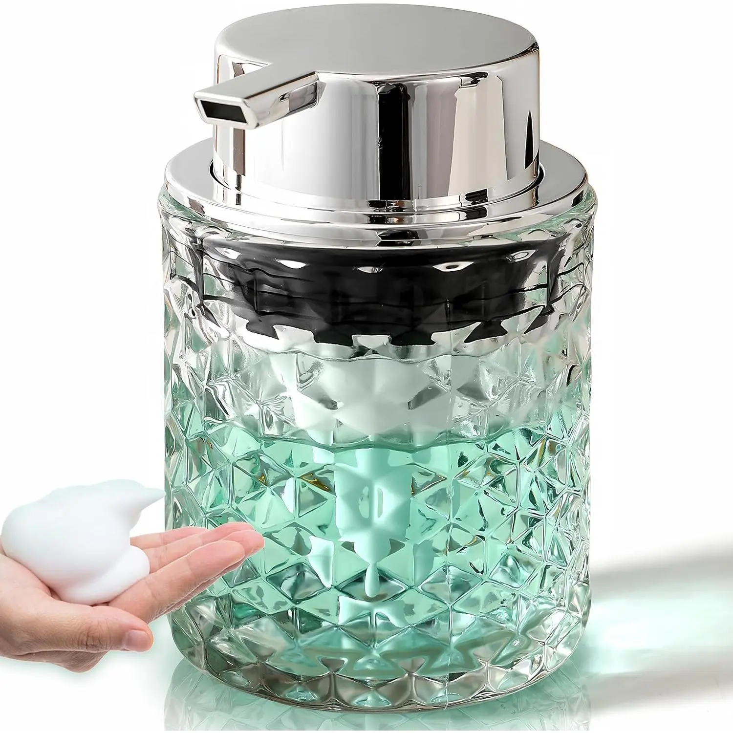 Foaming Hand Soap Dispenser, Refillable Clear Glass  Pump Bottle for Hand Soap, Dish Soap,  Wash, Shampoo, Facial Cleanser &  Wash, Multi‑use for Bathroom, Kitchen & Commercial Use