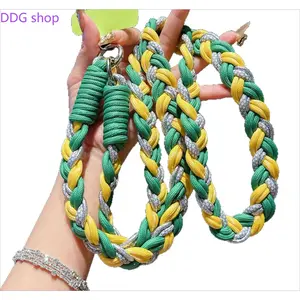 Exquisite trend adjustable lanyard Colorful six-strand woven mobile phone lanyard Versatile long rope clip dopamine