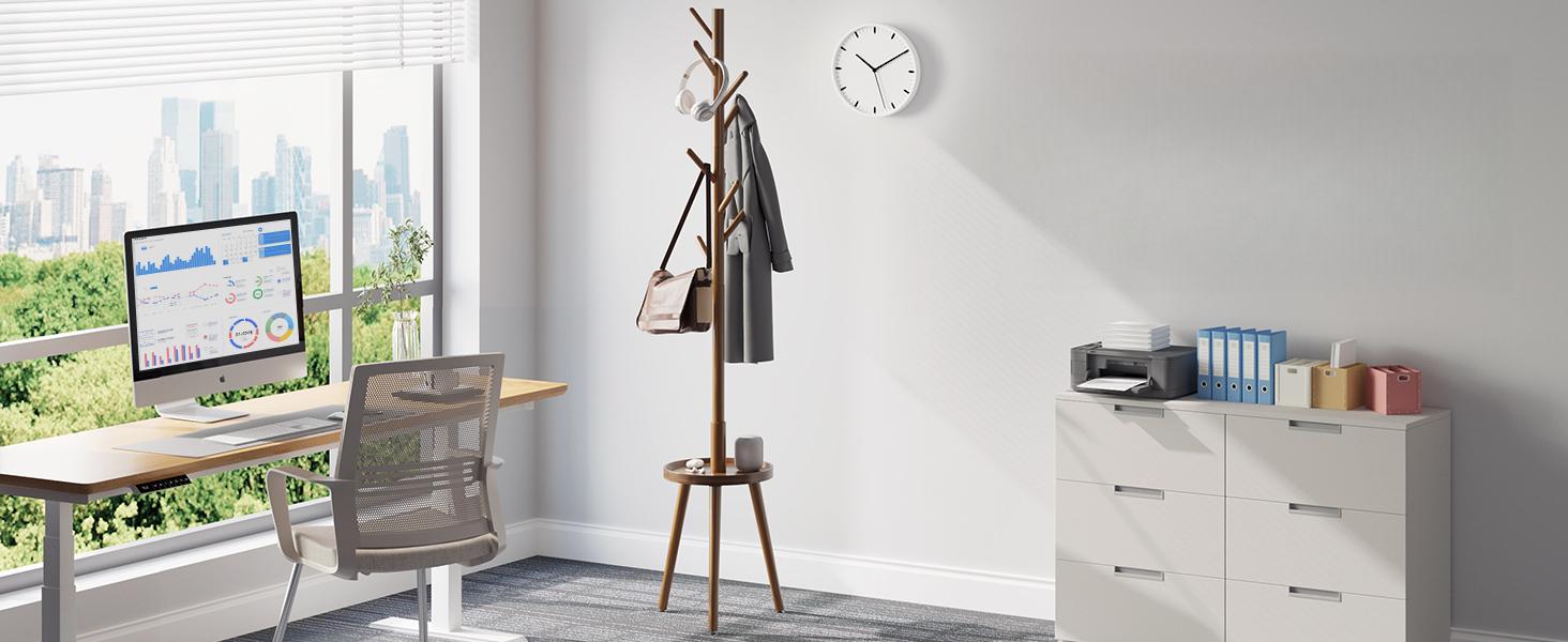 Coat Rack with 8 Hooks, Wooden Coat Rack Freestanding with Shelf, Coat Tree with 4 Height Options 50.5"-72.6", Coat Hanger Stand for Bags, Clothes, Umbrellas, Hats, in Home, Brown Coat Rack with 8 Hooks, Wooden Coat Rack Freestanding with Shelf, Coat Tree with 4 Height Options 50.5"-72.6", Coat Hanger Stand for Bags, Clothes, Umbrellas, Hats, in Home, Brown