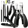 8-Piece Nail Clippers Set for Seniors, Curved-Blade Wide-Mouth Angled Nippers with Ergonomic Comfort-Grip Handles, Unisex Manicure Kit, Nail Care Tool, Nail Tools