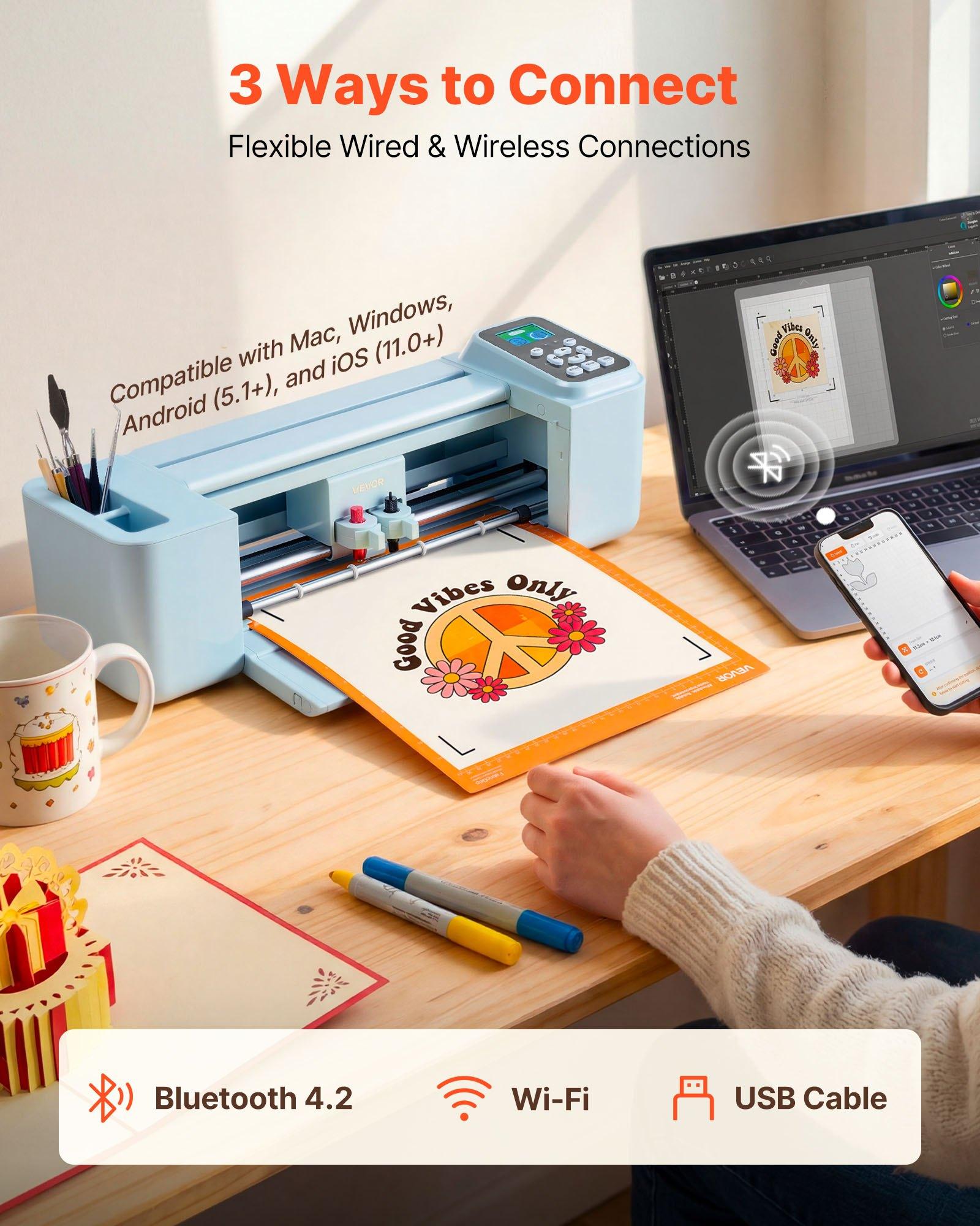 【FathersDayGift】 VEVOR Vinyl Cutting Machine, 12 in, Button and Screen Controlled Vinyl Cutter with Materials and Tool Kit, 5000+ Built-in Design Resources, Compatible with Mac, Windows, Android and iOS, for Crafts 【FathersDayGift】 VEVOR Vinyl Cutting Machine, 12 in, Button and Screen Controlled Vinyl Cutter with Materials and Tool Kit, 5000+ Built-in Design Resources, Compatible with Mac, Windows, Android and iOS, for Crafts