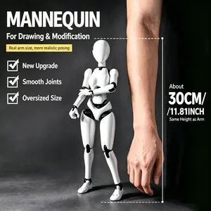 30cm/11.81inch 3D Printed Female Blank Body Figure, 30+ Flexible Joints, Articulated Figurines, Full Posable Mannequin, DIY Custom Action Figure for Art
