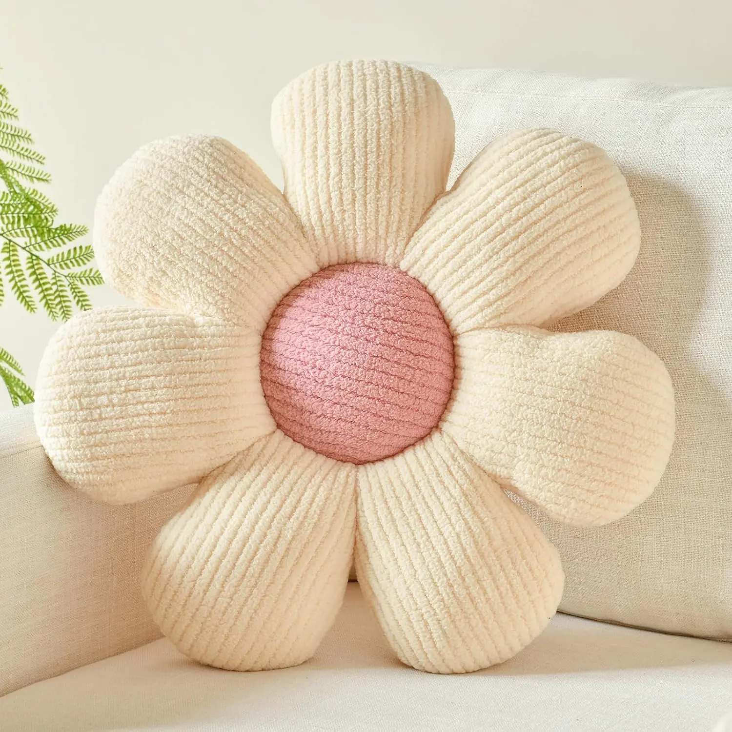 Flower Shaped Throw Pillow,Soft Daisy Pillow with Decorative Pillows for Bed Couch Chair Floor, Flower Plush Pillows for Living Room Bed Room Seat Cushion(14.9" )
